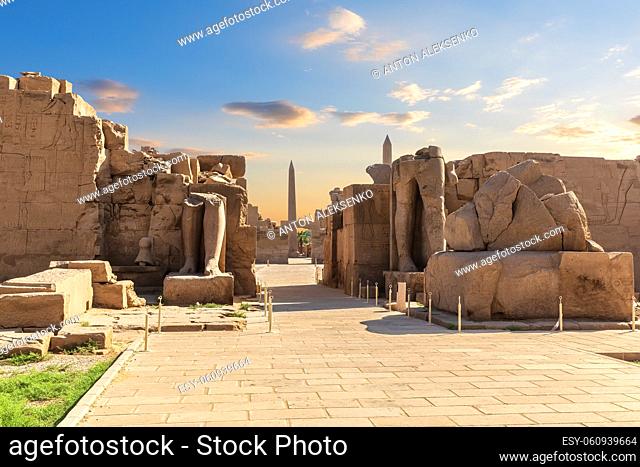 Karnak Temple, ruins of the Third and Fourth pylons and Thutmose I Obelisk, Luxor, Egypt