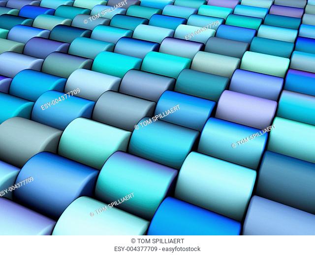 abstract 3d render multiple blue purple cylinder backdrop patter