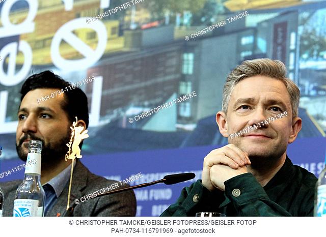 Cas Anvar and Martin Freeman during the 'The Operative / Die Agentin' press conference at the 69th Berlin International Film Festival / Berlinale 2019 at Hotel...