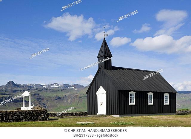 Church of Buðir or Fáskrúðsfjoerður, Snæfellsnes, Snæfellsness, Iceland, Europe