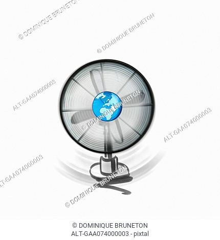 Wind energy, fan with earth in center