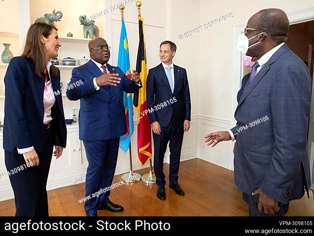 Foreign Affairs Minister Sophie Wilmes, Congolese president Felix Tshisekedi, Prime Minister Alexander De Croo and Congolese Foreign Minister Christophe...