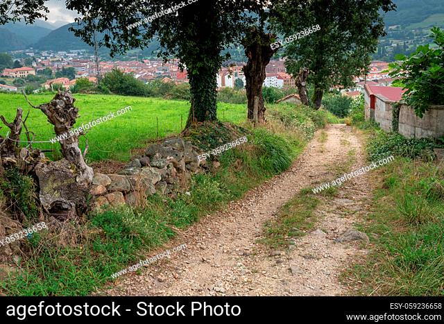Camino de Santiago trail between Grado and Salas, Asturias, Spain