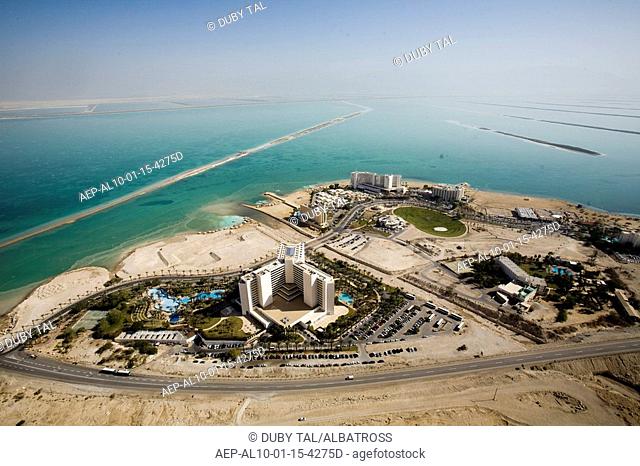 Aerial photograph of the Dead sea's hotels in Ein Bokek