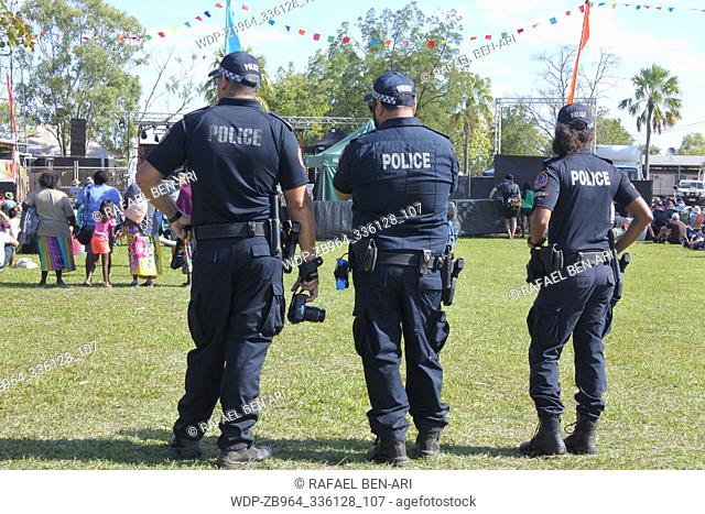 ARNHEM LAND, NT - JUNE 08 2019:Northern Territory Police Officers, require to serve anywhere in the Northern Territory including remote Aboriginal communities...