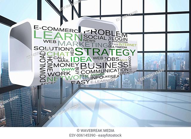 Composite image of business buzzwords on abstract screen