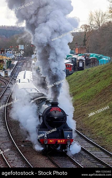 England, East Sussex, The Bluebell Railway, Santa Special Steam Train