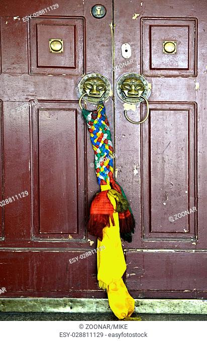 Closed door to a temple, Gandan Monastery, Ulaanbaatar, Mongolia