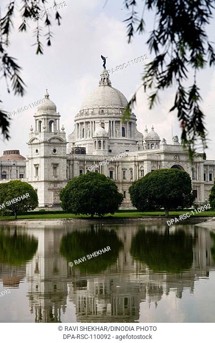 Victoria memorial Impressive reminder of Raj white marble museum house ; Calcutta now Kolkata ; West Bengal ; India