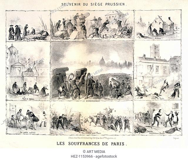 'Les Souffrances de Paris', 1870-1871. Scenes from the Prussian Siege of Paris during the Franco-Prussian War of 1870-1871
