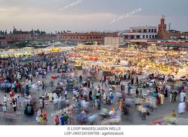 Motion blur of the bust Jemaa el Fna square in Marrakesh