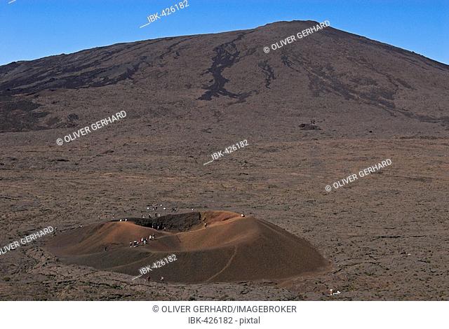 Caldera of Piton de la Fournaise volcano and crater Formica Leo, La Reunion Island, France, Africa