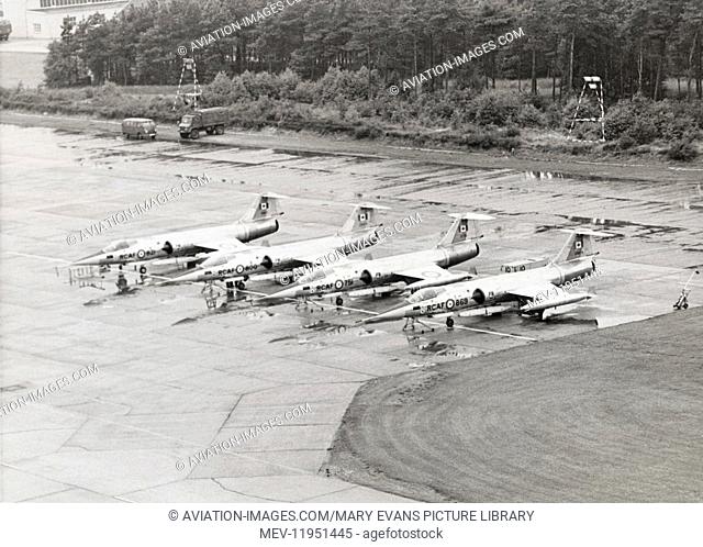Royal Canadian Airforce Lockheed F-104G Starfighter Cf-104As Parked in a Row During the 1967 Tactical Weapon Meet