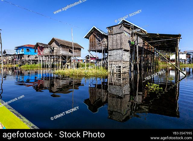 Stilt Houses On Lake Inle, Nam Pan Floating Village, Shan State, Myanmar