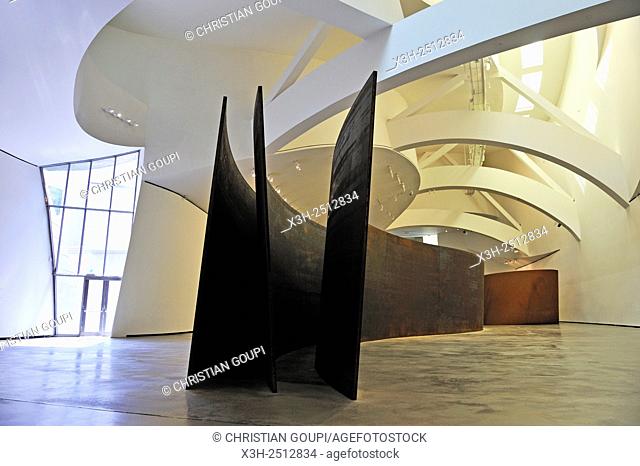 ''Snake, The Matter of Time'', weathering steel sculpture by the artist Richard Serra, permanente collection of the Guggenheim Museum designed by architect...