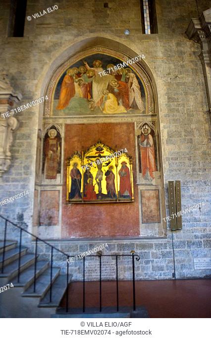 Italy, Tuscany, Pistoia, San Zeno cathedral, wooden painting of the crucifixion of Christ