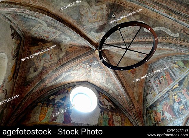 kunstvolle Fresken in der Spitalkirche zum Heiligen Geist, Sterzing, Südtirol, Italien