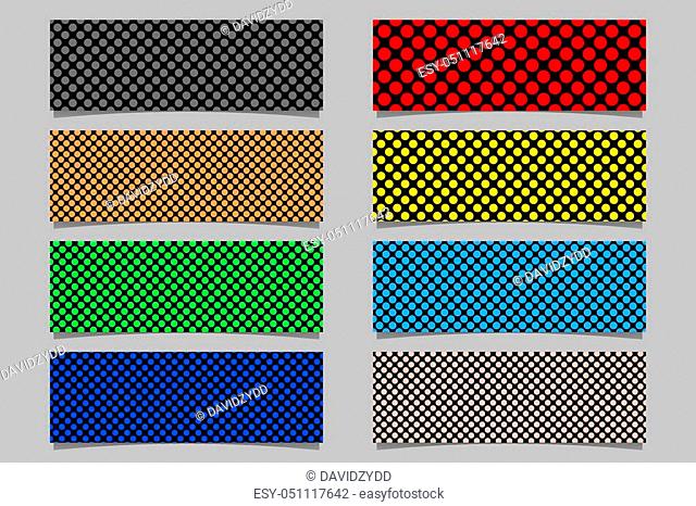 Abstract horizontal banner background set - vector graphic designs with seamless polka dot pattern