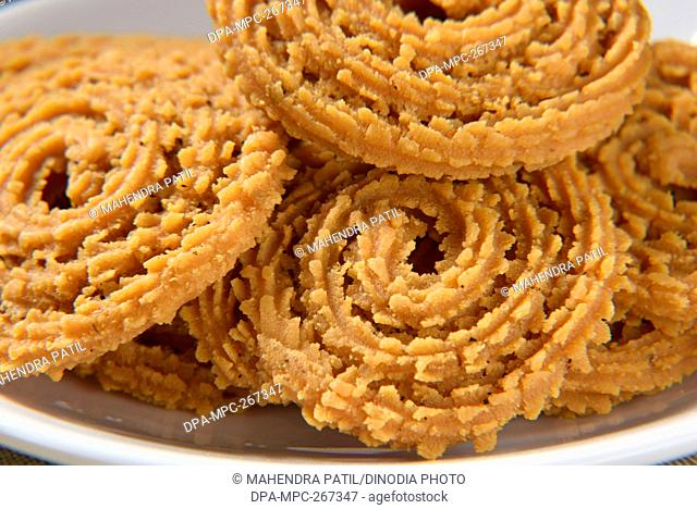 Indian Food Chakali mixed with black pepper powder, India, Asia
