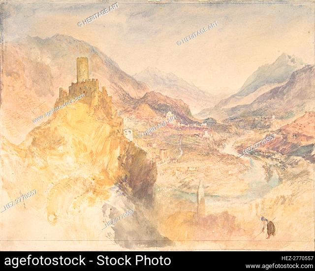 Chatel Argent and the Val d'Aosta from above Villeneuve, 1836. Creator: JMW Turner