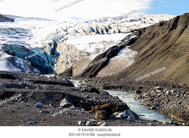 Vatnajokull glacier near Kverfjoll area, Iceland landscape. Kverkfjoll mountain