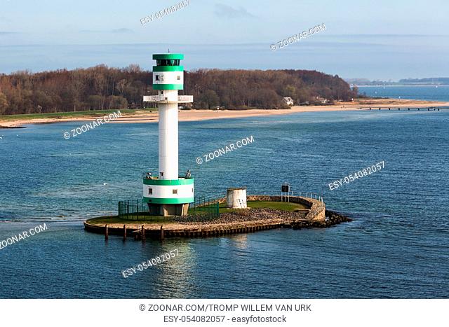 Lighthouse at a small island near the harbor of Kiel, Germany