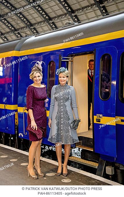 Queen Maxima and Queen Mathilde depart Amsterdam Central Station by the Dutch Royal Train in Amsterdam, The Netherlands, 30 November 2016