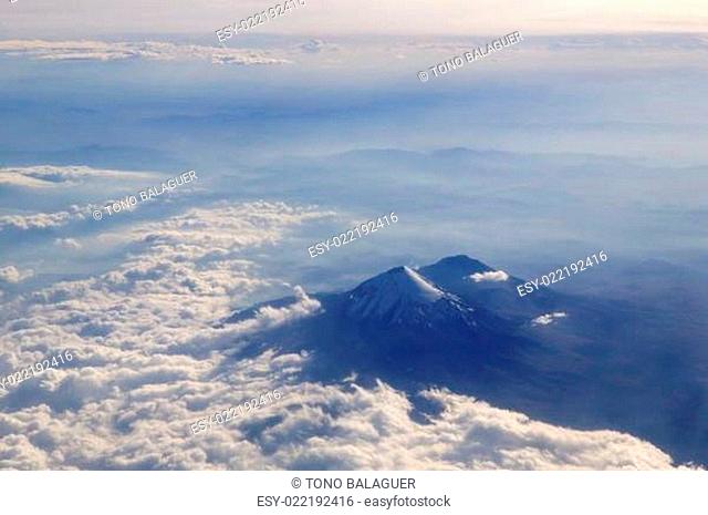 Popocatepl Popocatepetl volcano airplane aerial view in Mexico City