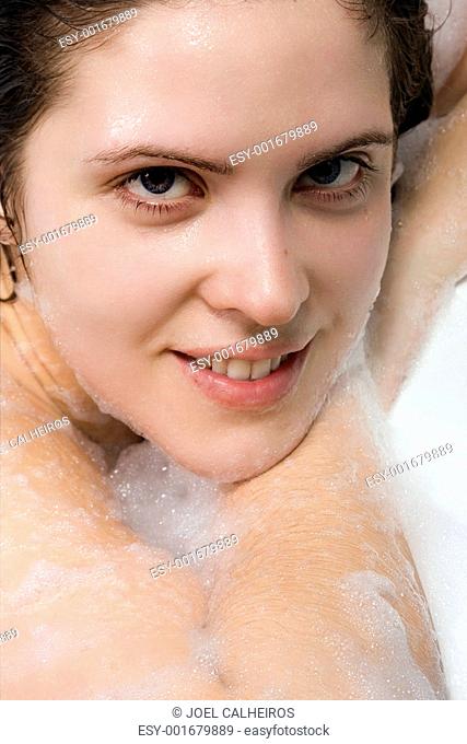 woman enjoys the bubble-bath