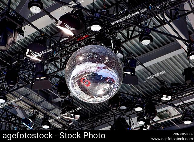 Party lights disco ball at a nightclub