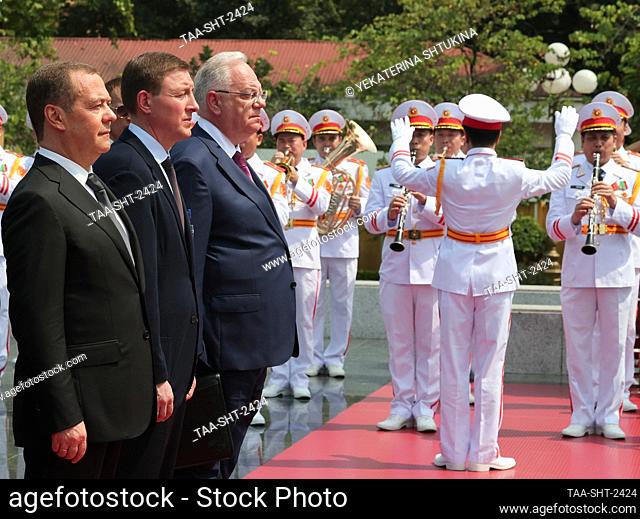 VIETNAM, HANOI - MAY 22, 2023: Russian Security Council Deputy Chairman Dmitry Medvedev (L), chairman of the United Russia Party