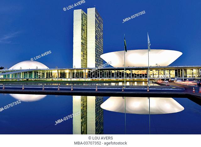 Brazil, Brazil, national congress of Oscar Niemeyer by night