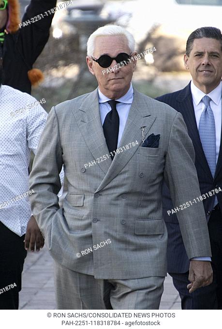 Former adviser to United States President Donald J. Trump, Roger Stone, walks towards the US District Court in Washington, DC on Thursday, March 14, 2019