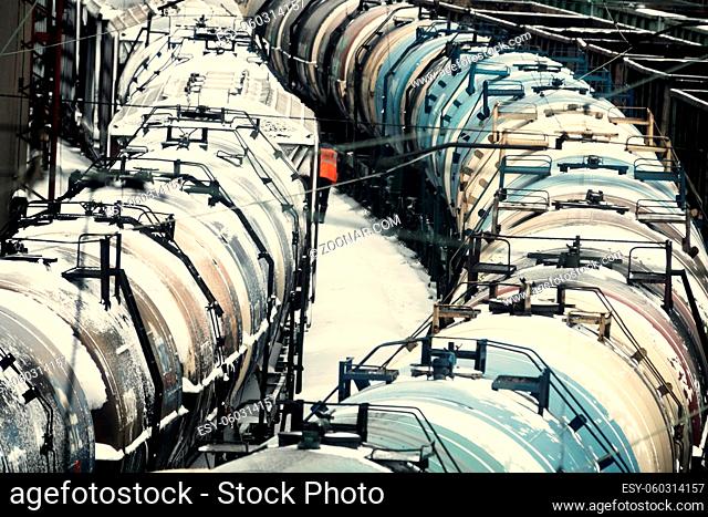 Freight cars in cargo port - railroad yard. freight station packet goods train freight-car waggon