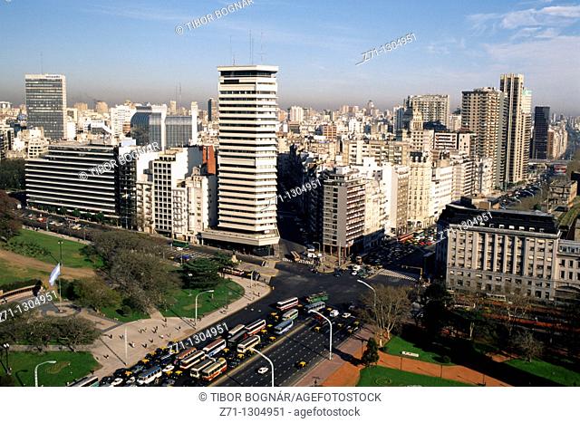 Argentina, Buenos Aires, Plaza San Martin, skyline, aerial view