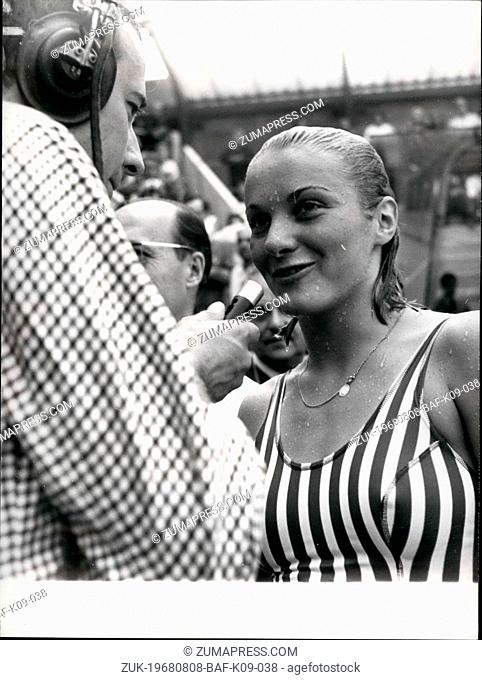 Aug. 08, 1968 - Claude Mandonnaud: Olympic Hope: Claude Mandonnaud, One Of The French Top Girl Swimmers, Has Revived The French Hope For Olympic Medals In The...