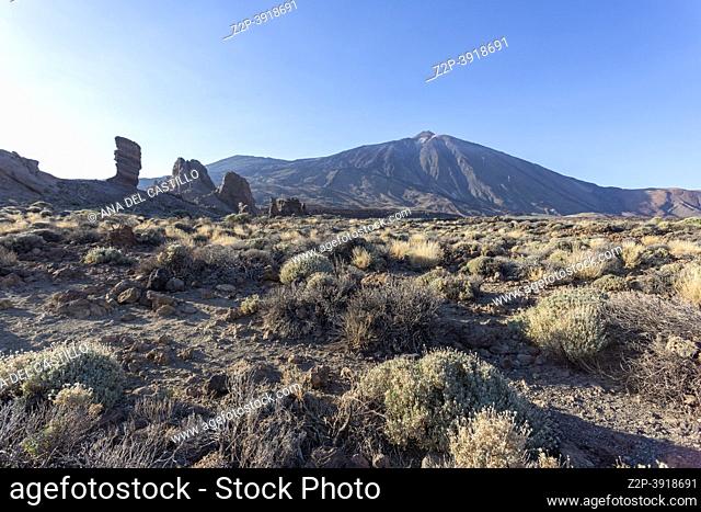 Sunset seen from the Roques de Garcia viewpoint in Teide National Park, Tenerife - Spain