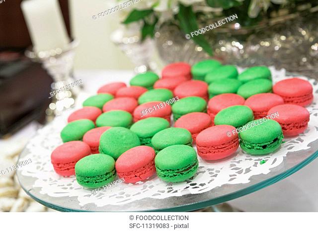 Red and green macaroons