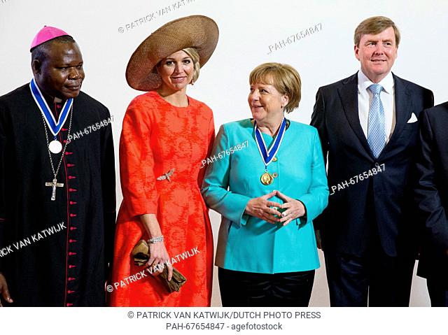 King Willem-Alexander, Queen Maxima and Princess Beatrix attend the Four Freedoms Award ceremony in the Abdij in Middelburg, The Netherlands, 21 April 2016