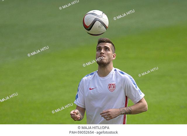 Ventura Alvarado from the US national soccer team trains during the US team's final training session at the Rhein Energie Stadium in Cologne, Germany