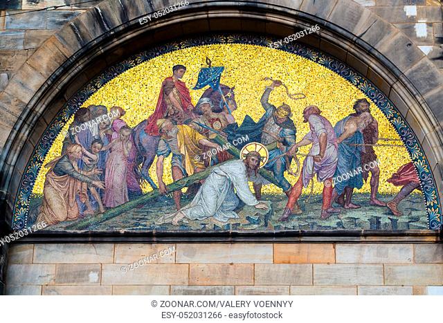 travel to Germany - outdoor wall decoration of Bremen Cathedral ( Bremer Dom, St Petri Dom zu Bremen) in Bremen city