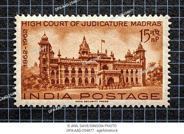 Vintage stamp of high court of judicature madras, india, asia