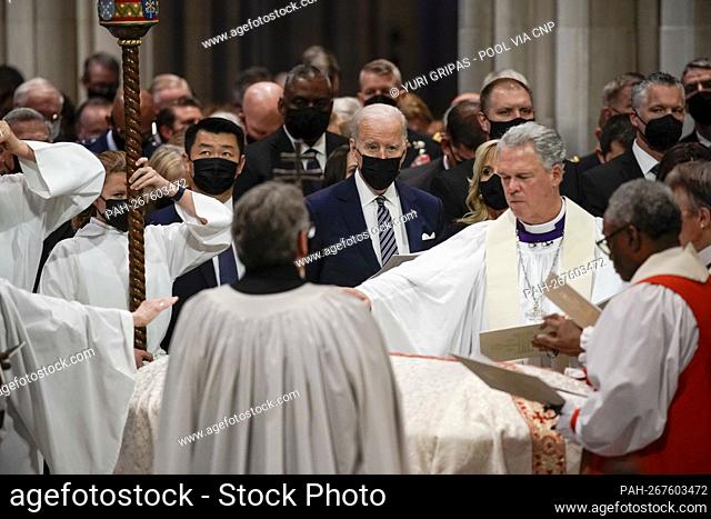 United States President Joe Biden attends the memorial service for former US Senator Bob Dole (Republican of Kansas) at the Washington National Cathedral in...