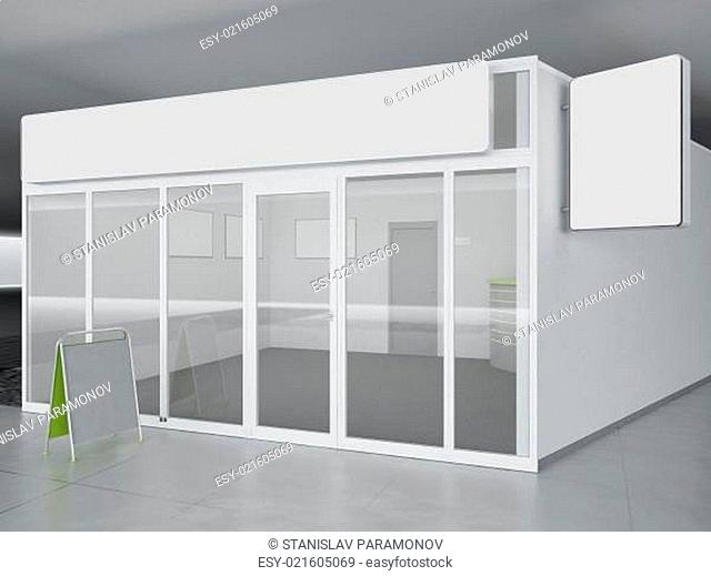 Illustration of shop - kiosk, interior and exterior