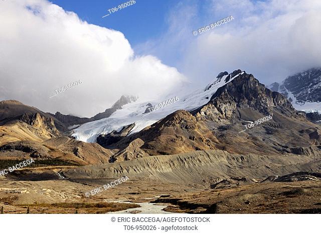 Mount Athabasca and the Athabasca Glacier in the Columbia Icefield  Jasper National Park, Rocky Mountains, Alberta, Canada