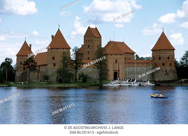View of the Trakai Island Castle, Lake Galve, Lithuania, 14th century