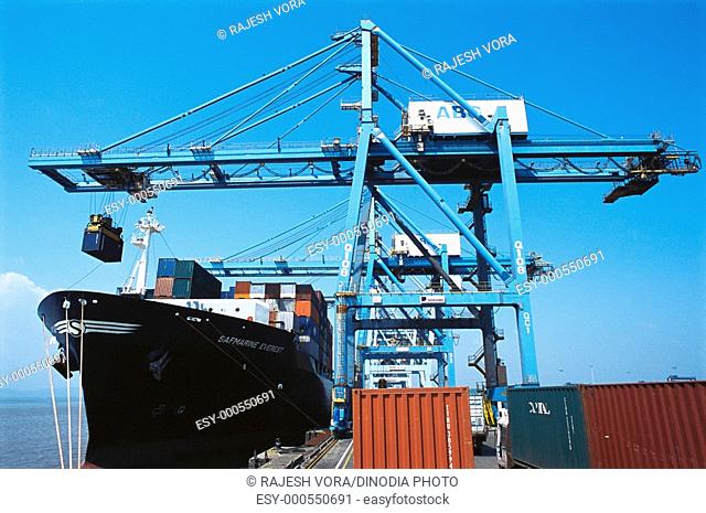 Containers loading at port , NHAVA SEVA , India