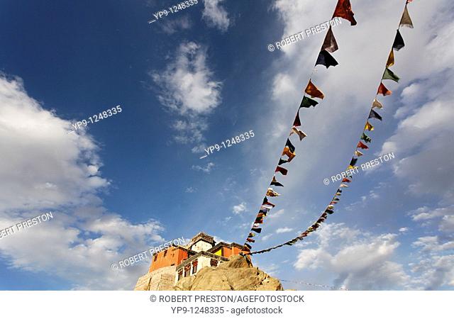 Tsemo Gompa and the Victory Fort build on a rocky ridge abve Leh, Ladakh, India