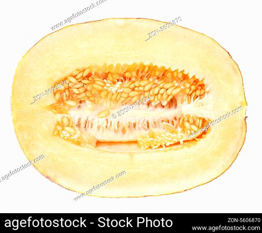 Half melon isolated on white background with clipping path