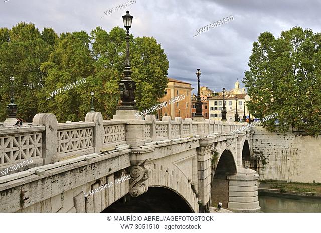 Bridge across the river Tiber. Rome, Italy